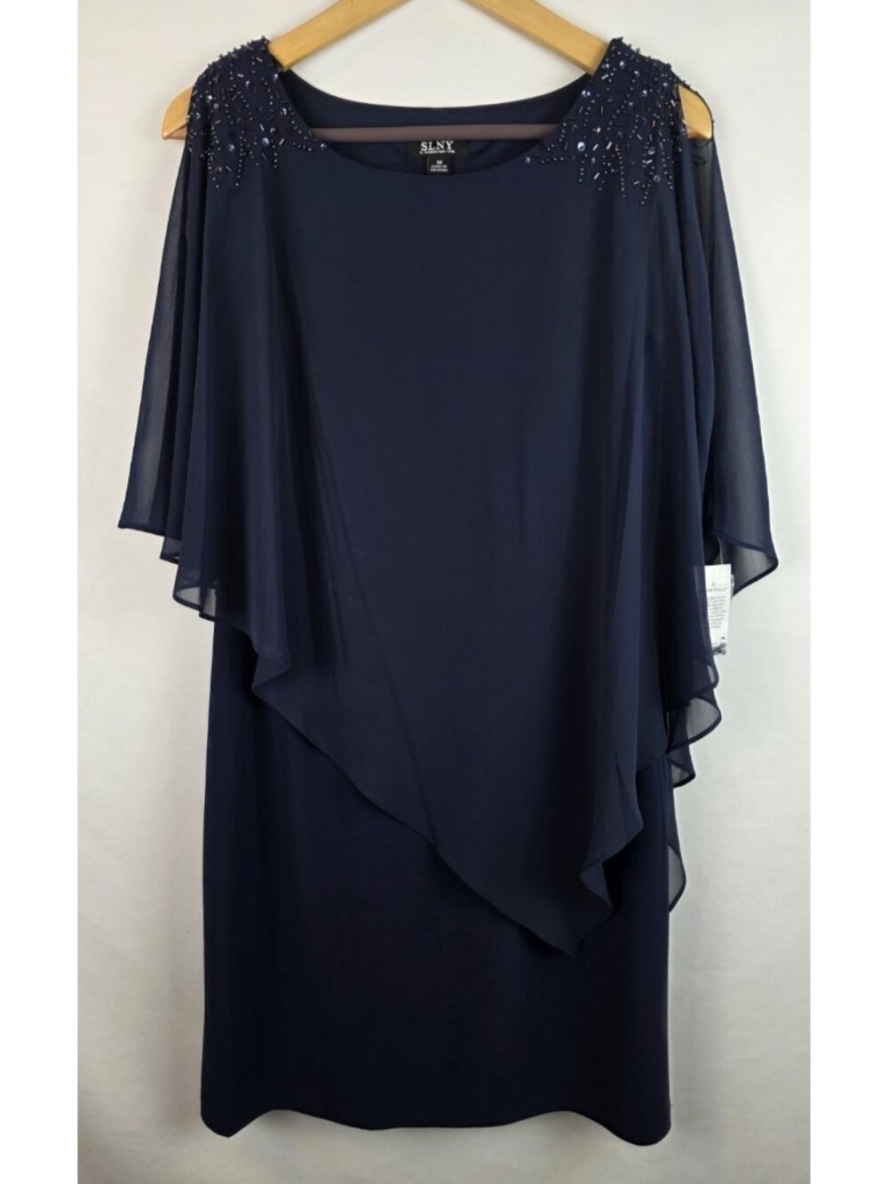 SLNY Dress Women's Size 10 Blue Embellished Beaded Sleeveless Fancy Dress